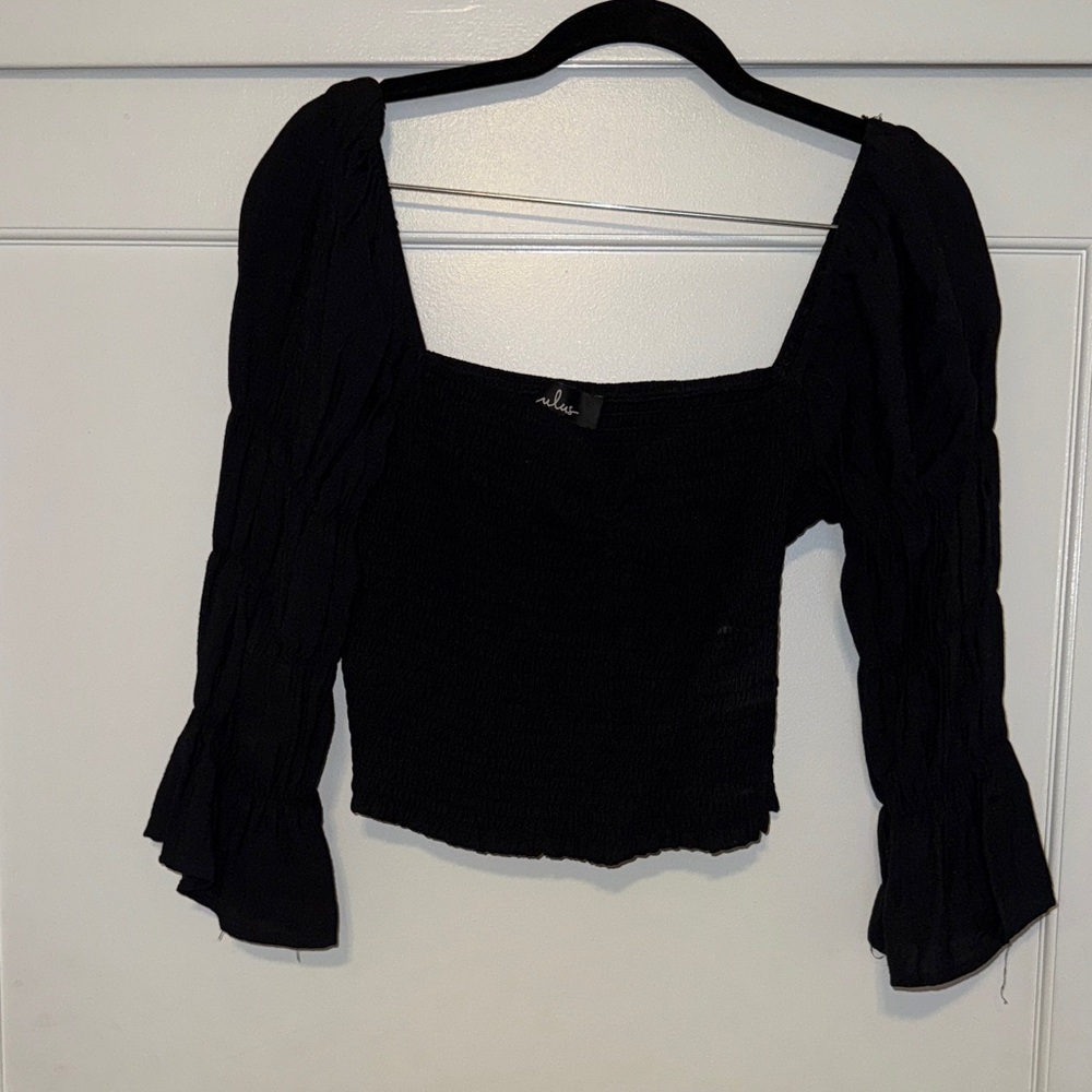 Lulu's Chic Black Square Neck Blouse